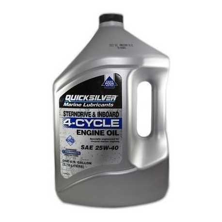 Óleo Quicksilver SAE 25W 40 - 4 Tempos Mercruiser Gasolina - Galão 4 L